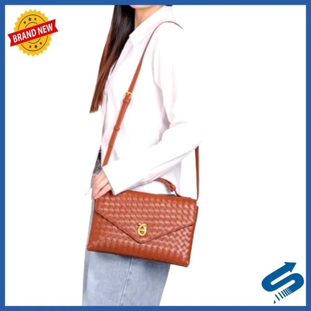 PU Leather Woven Hobo Shoulder Bag Crossbody Satchel Purse